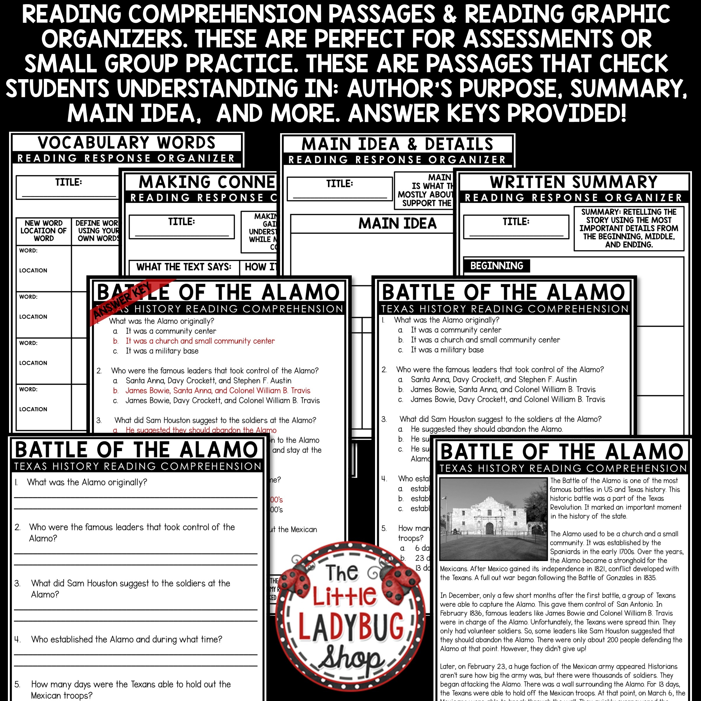 Texas Revolution Reading Passages The Little Ladybug Shop