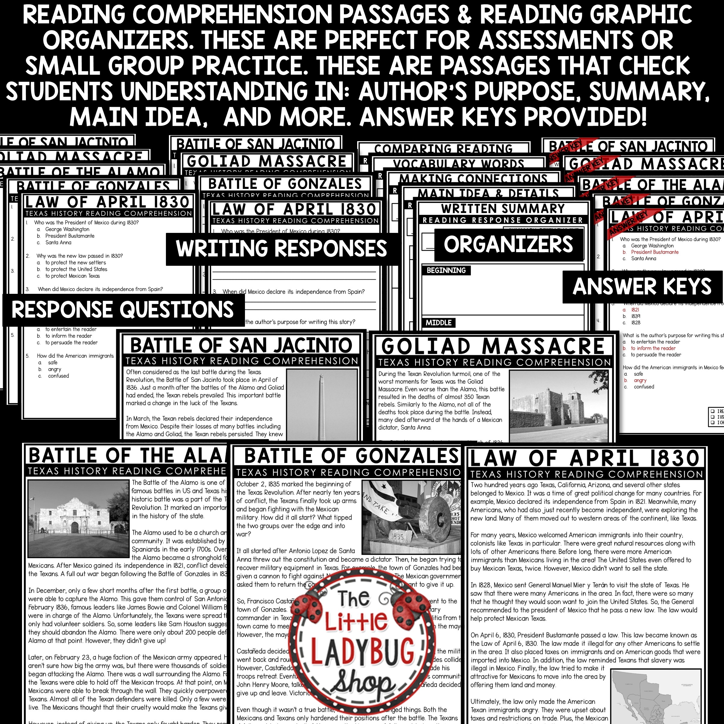 Texas History Reading Comprehension Worksheets