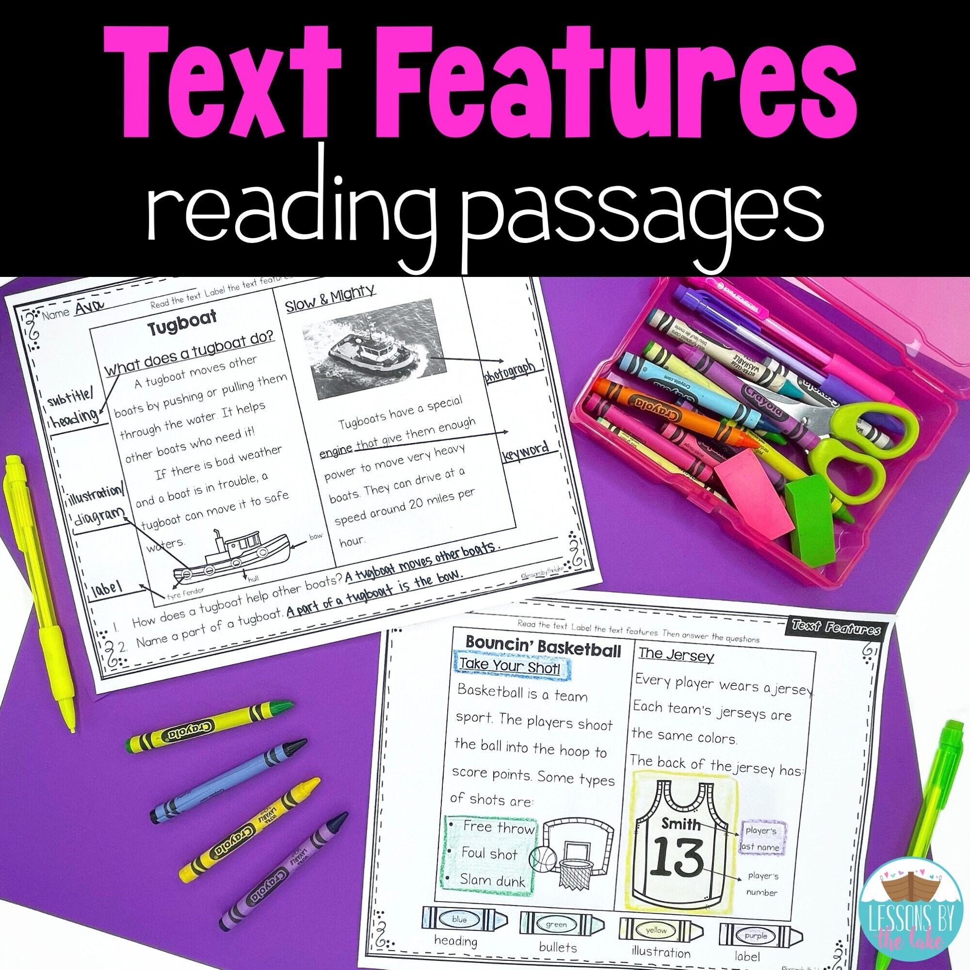 Text Features Reading Comprehension Worksheets