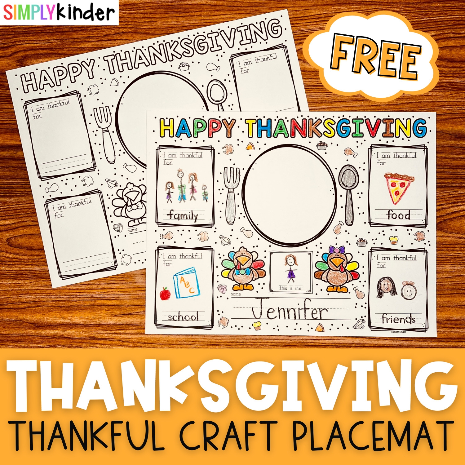 Thanksgiving Placemats Free Printable For Kindergarten Simply Kinder