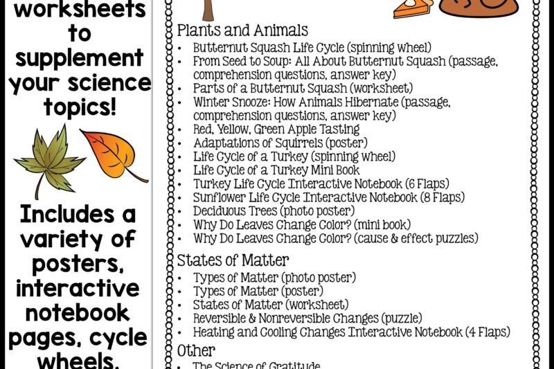 Free Printable Science 3rd Grade Worksheets