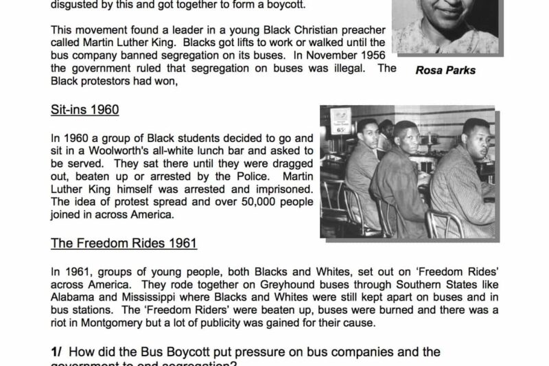 Free Printable Worksheets Civil Rights Movement