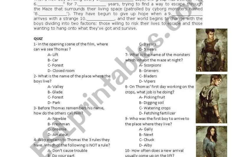 Maze Runner Worksheets Pdf