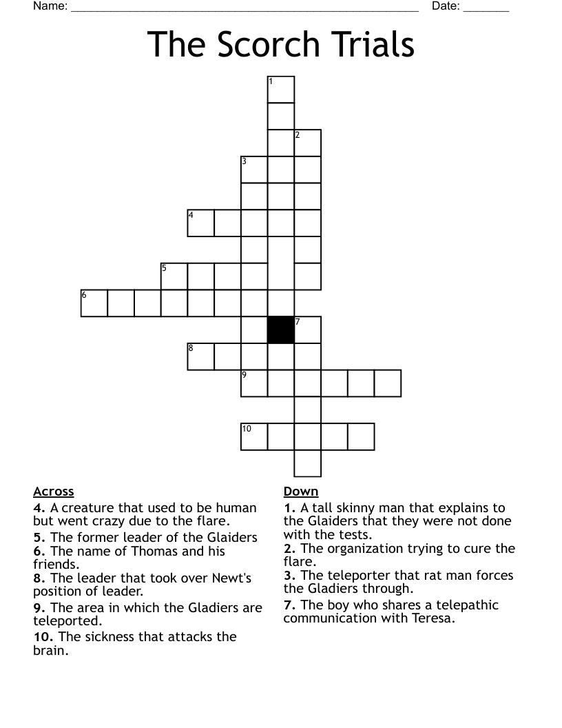 The Scorch Trials Crossword WordMint The Scorch Trials Crossword WordMint