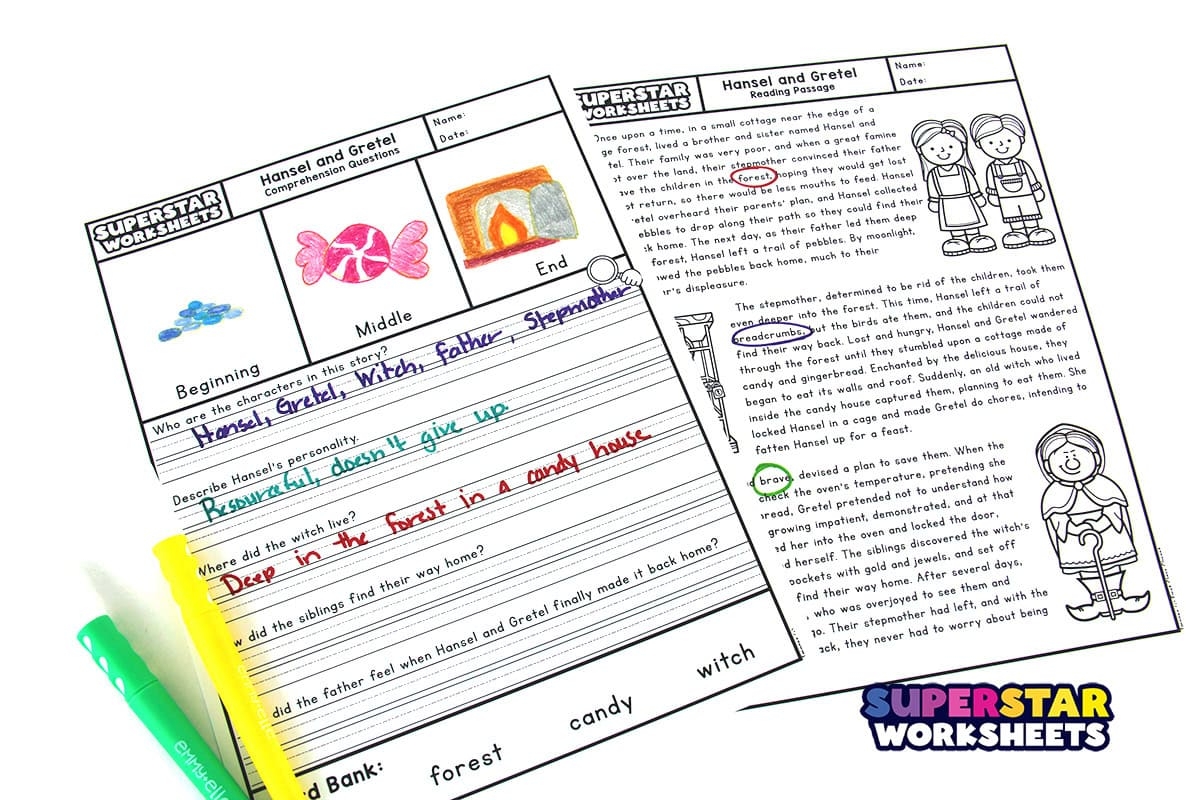 Third Grade Reading Comprehension Superstar Worksheets