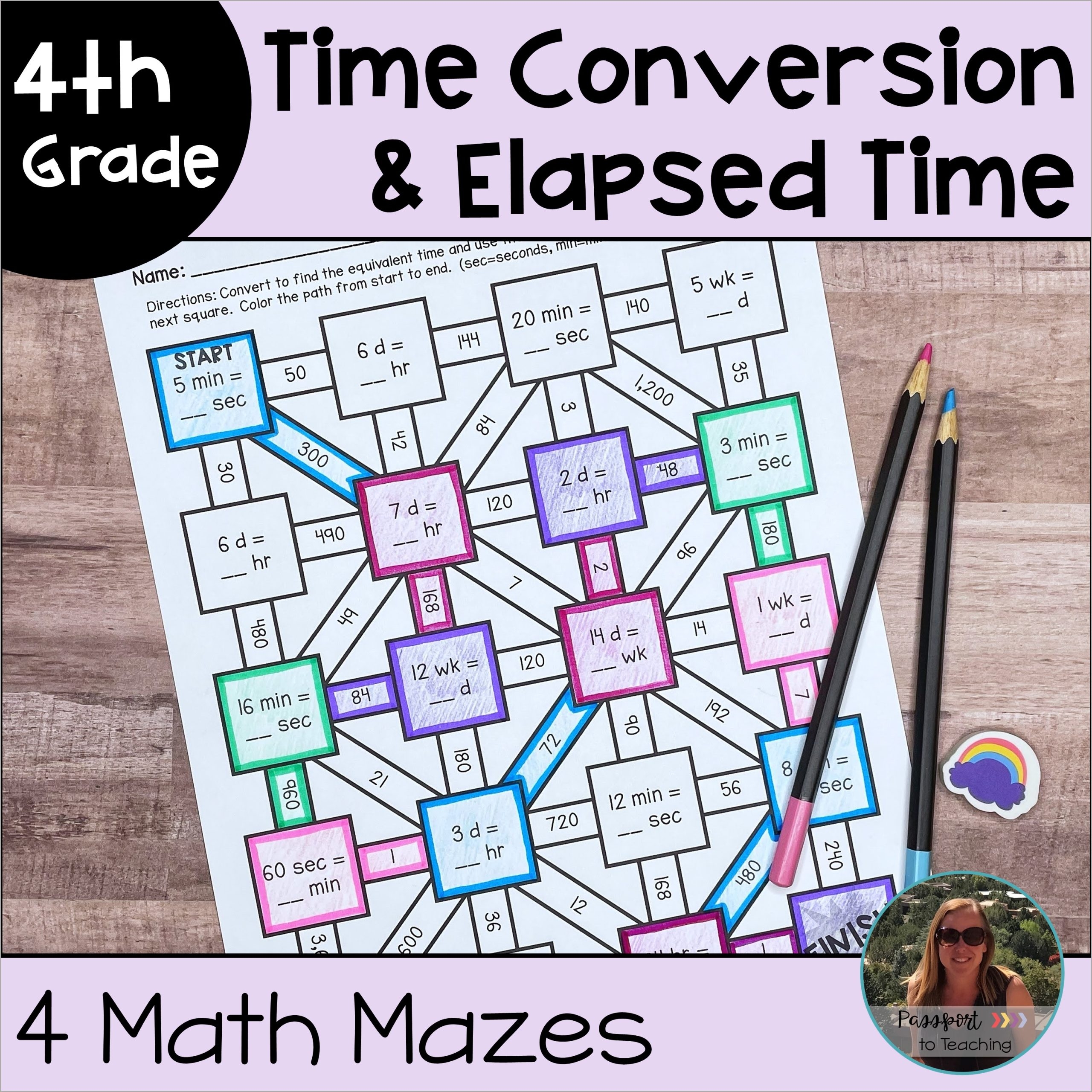 Time Conversion And Elapsed Time Math Mazes Made By Teachers