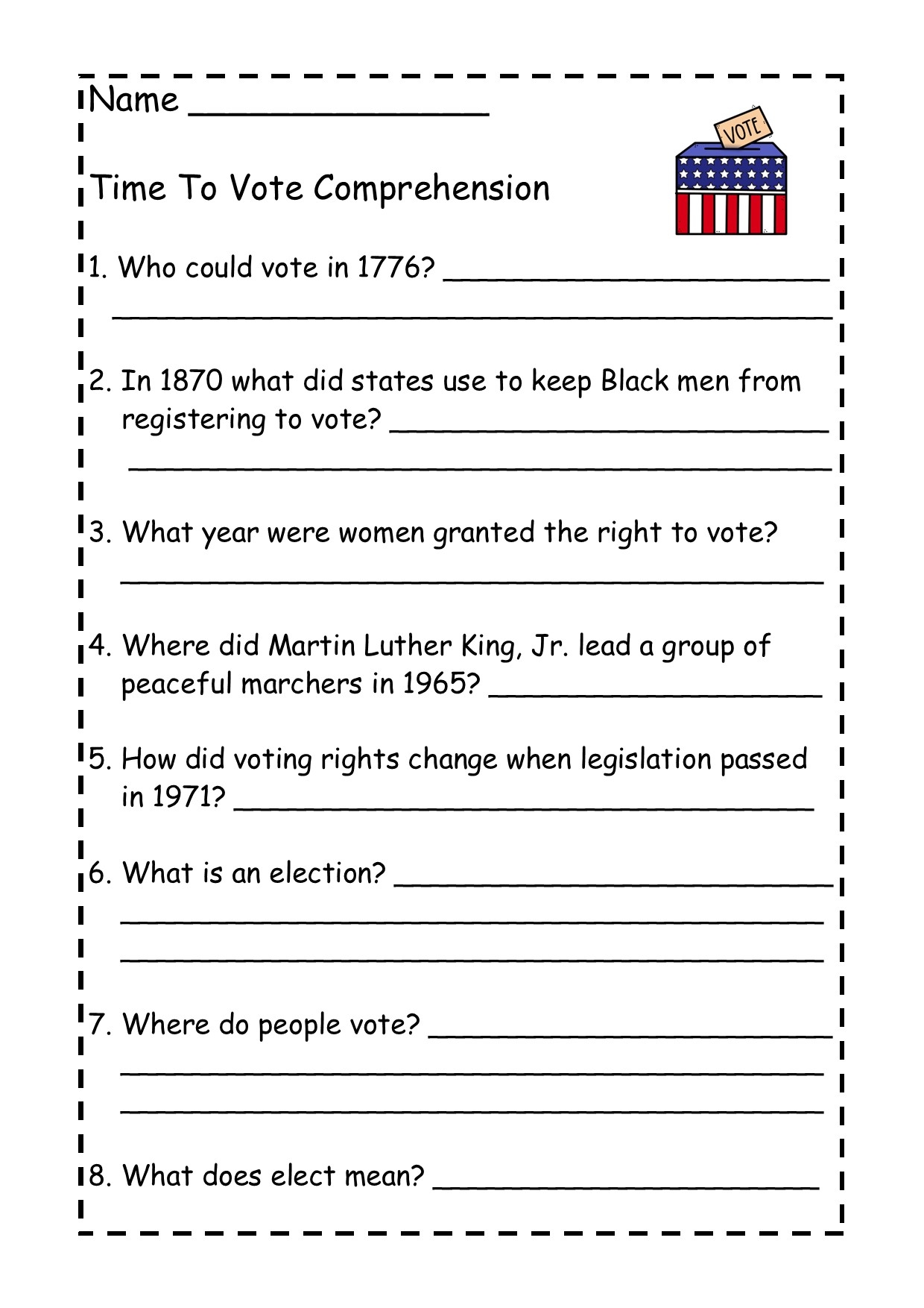 Time To Vote History Elections Electoral College Mini Book Comprehension
