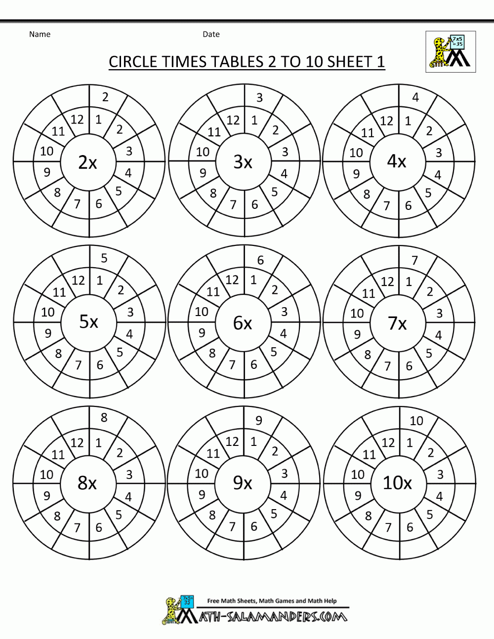 Times Table Worksheet Circles 1 To 12 Times Tables Worksheets Library