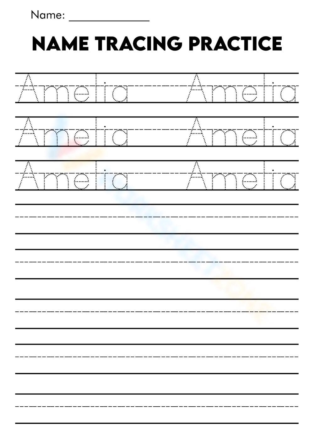 Trace Name Free Printable Worksheets