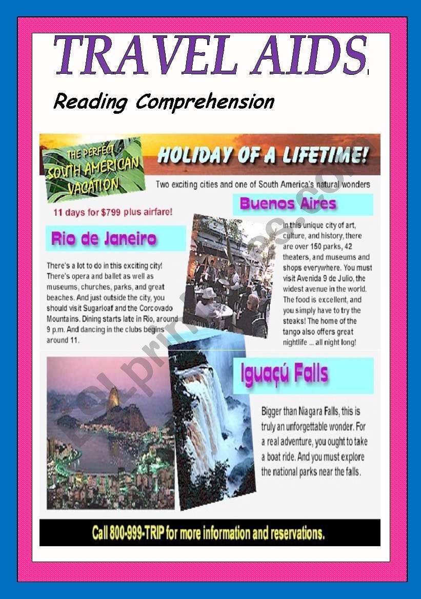TRAVEL AIDS Reading Comprehension ESL Worksheet By Maggiejeria