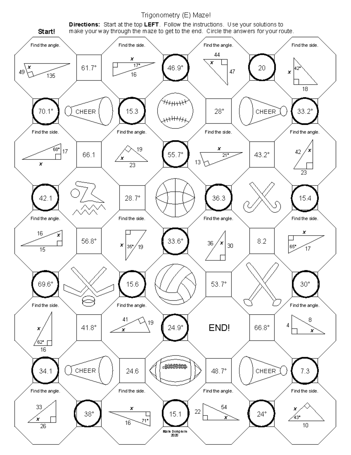 Trig Maze E Key Summary The World Of Dante 34 24 48 7 38 15 