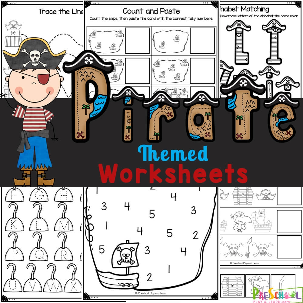 u200d FREE Printable Pirate Worksheets For Preschoolers