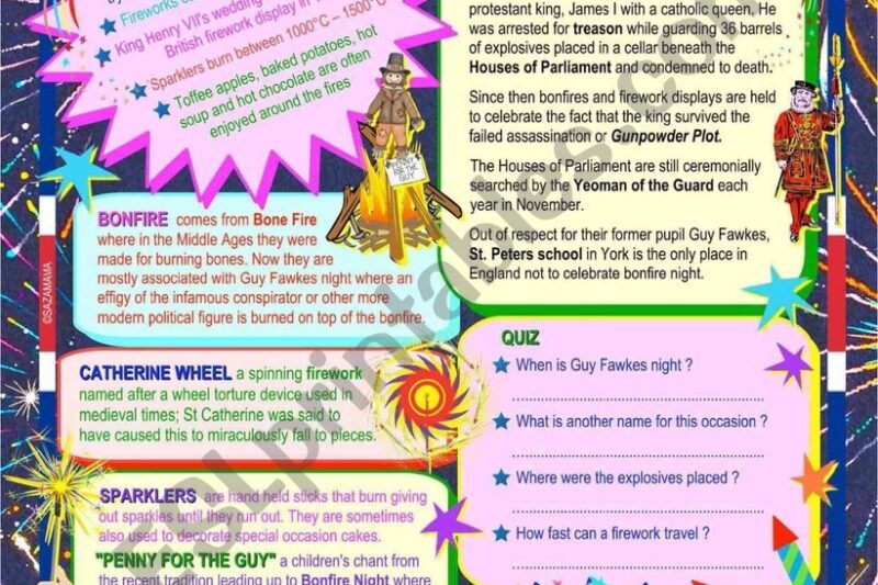 Guy Fawkes Reading Comprehension Worksheets