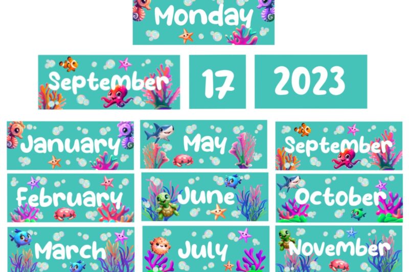 Underwater Sea Free Printable Calander Preschool