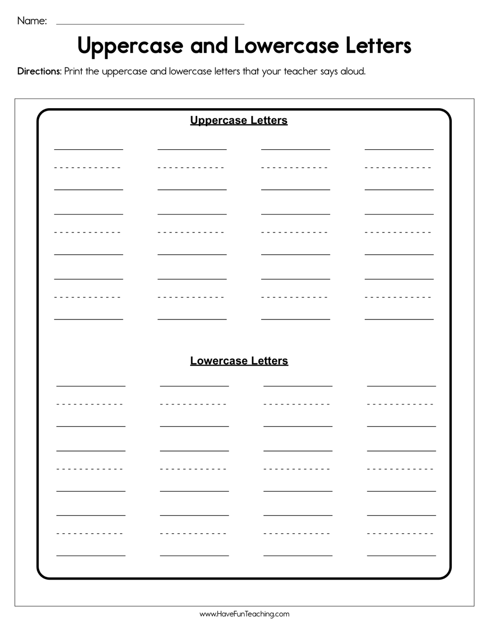 Uppercase And Lowercase Alphabet Worksheets