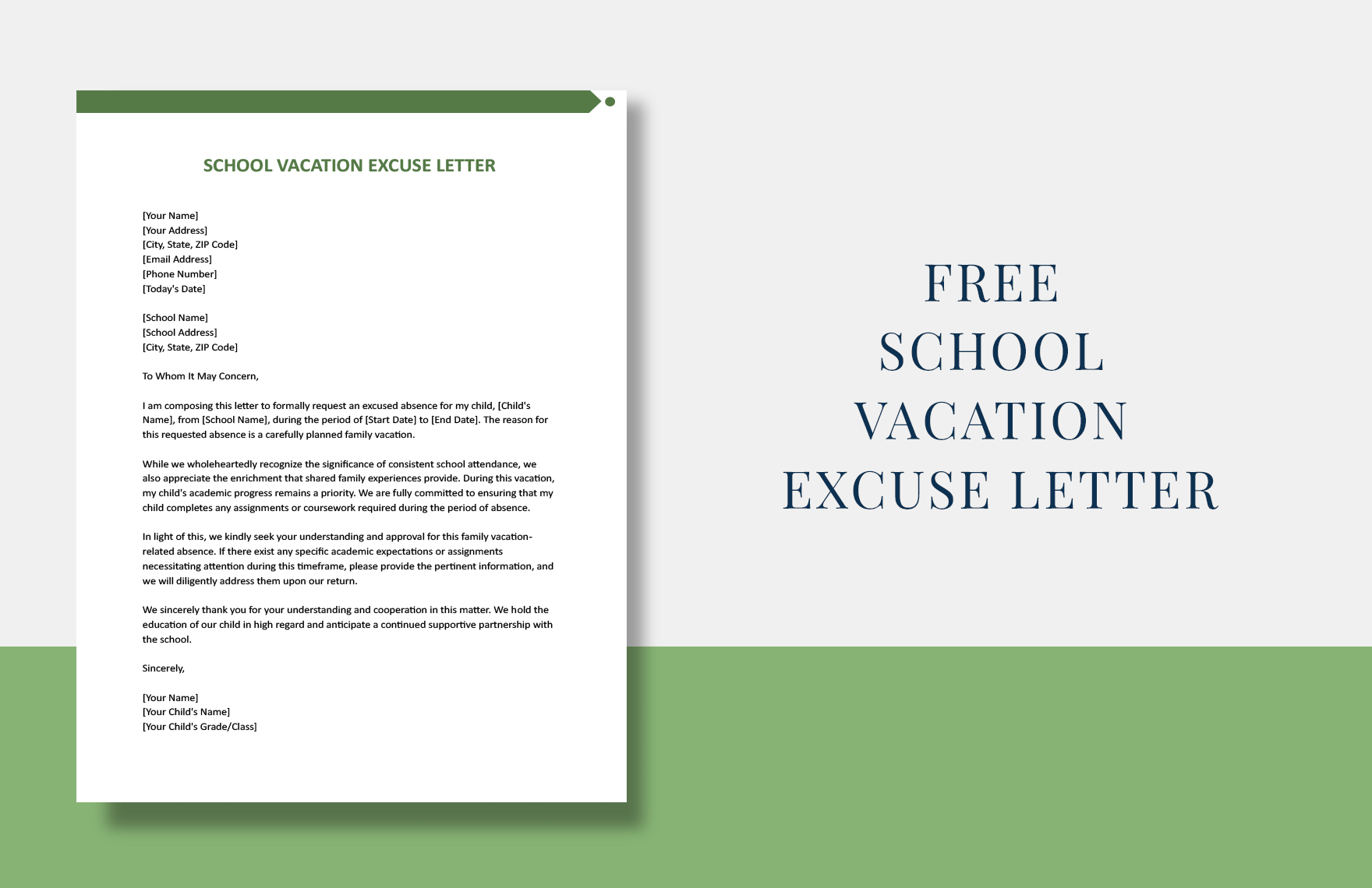 Printable Vacation Request For Preschool