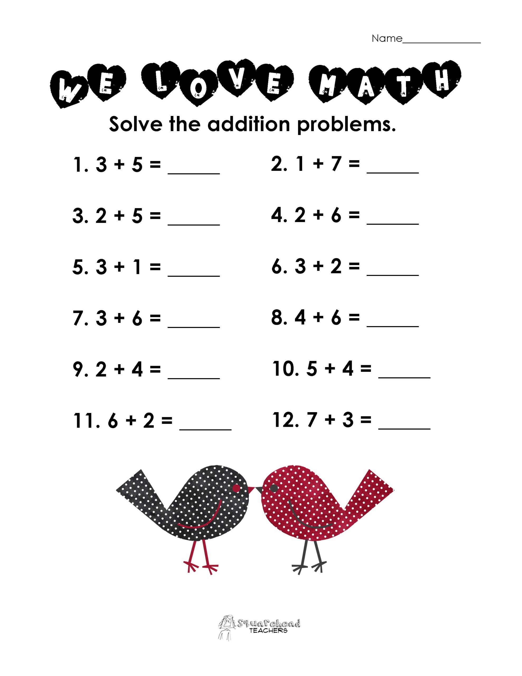 Valentine's Day Math Worksheet