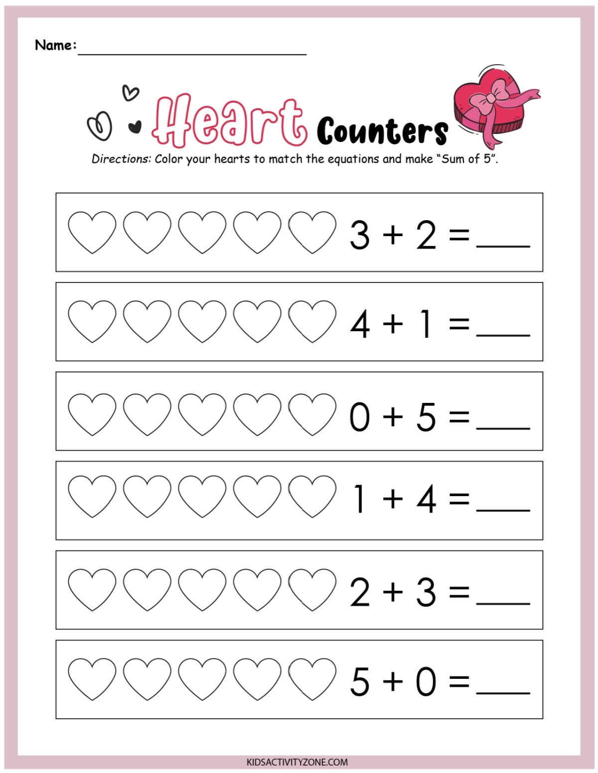Valentines Day Math Packet Preschool U0026 Kindergarten Kids Worksheets Library