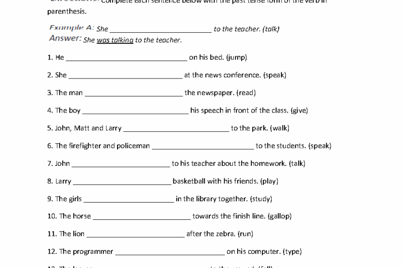 Free Printable Verb Tense Worksheets