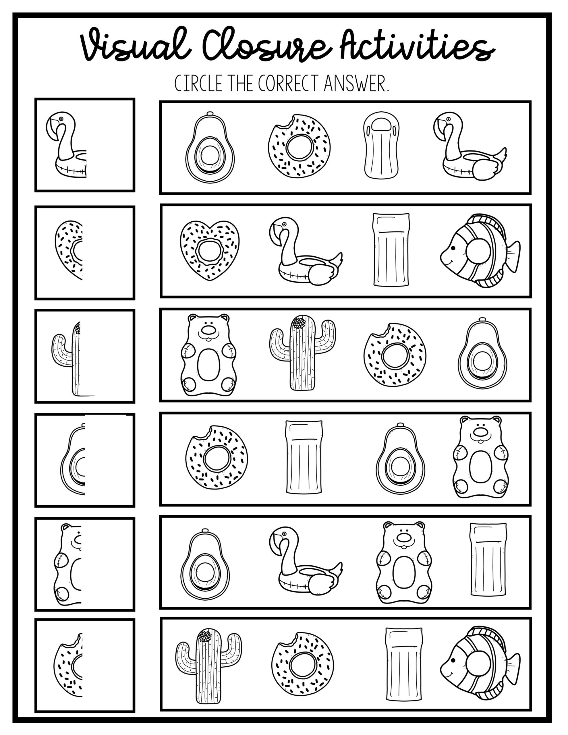 Visual Closure Activity Sheets Visual Closure Activity Sheets