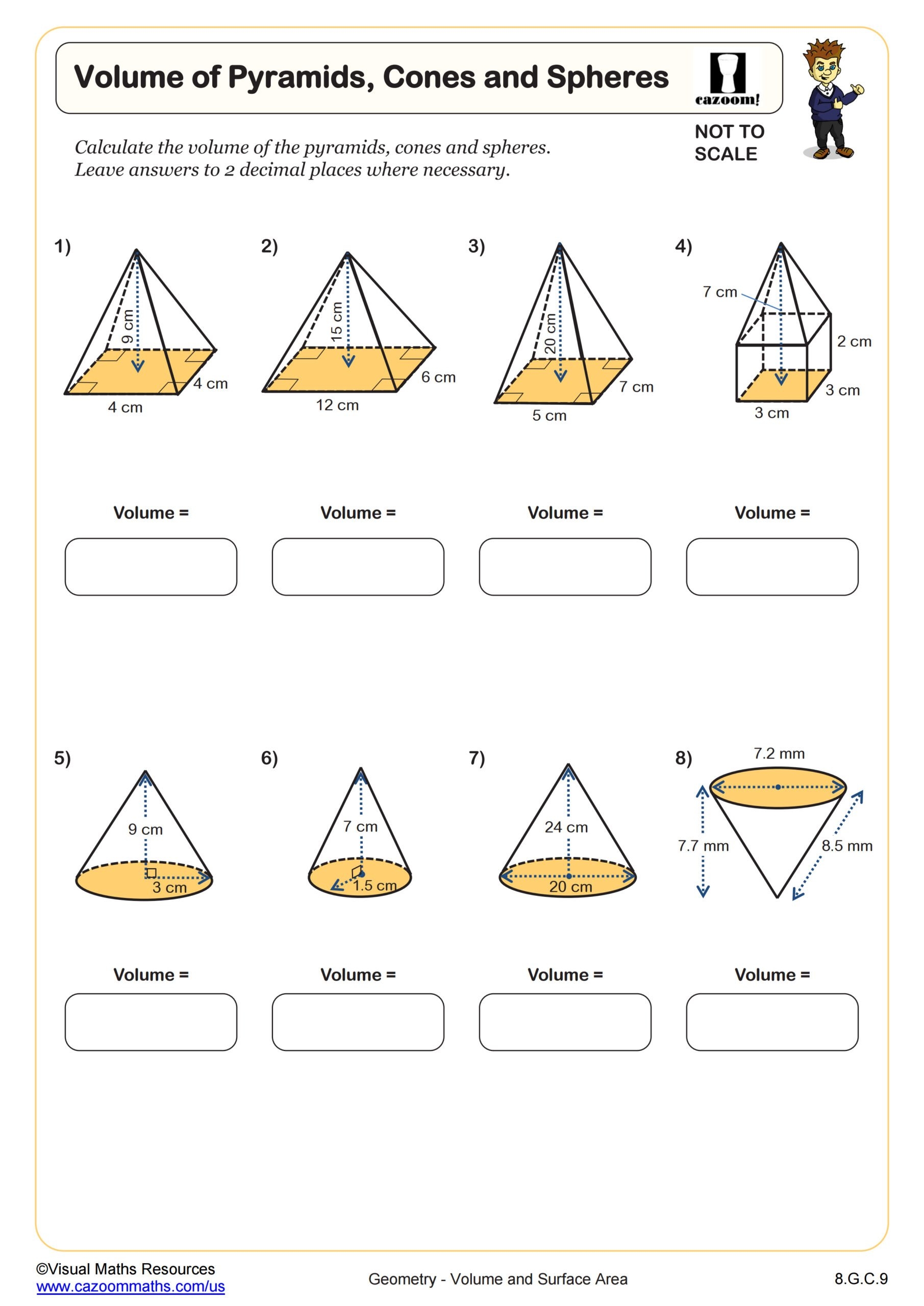 Volume Of Pyramids Cones And Spheres Worksheet Fun And Engaging 8th Grade PDF Worksheets