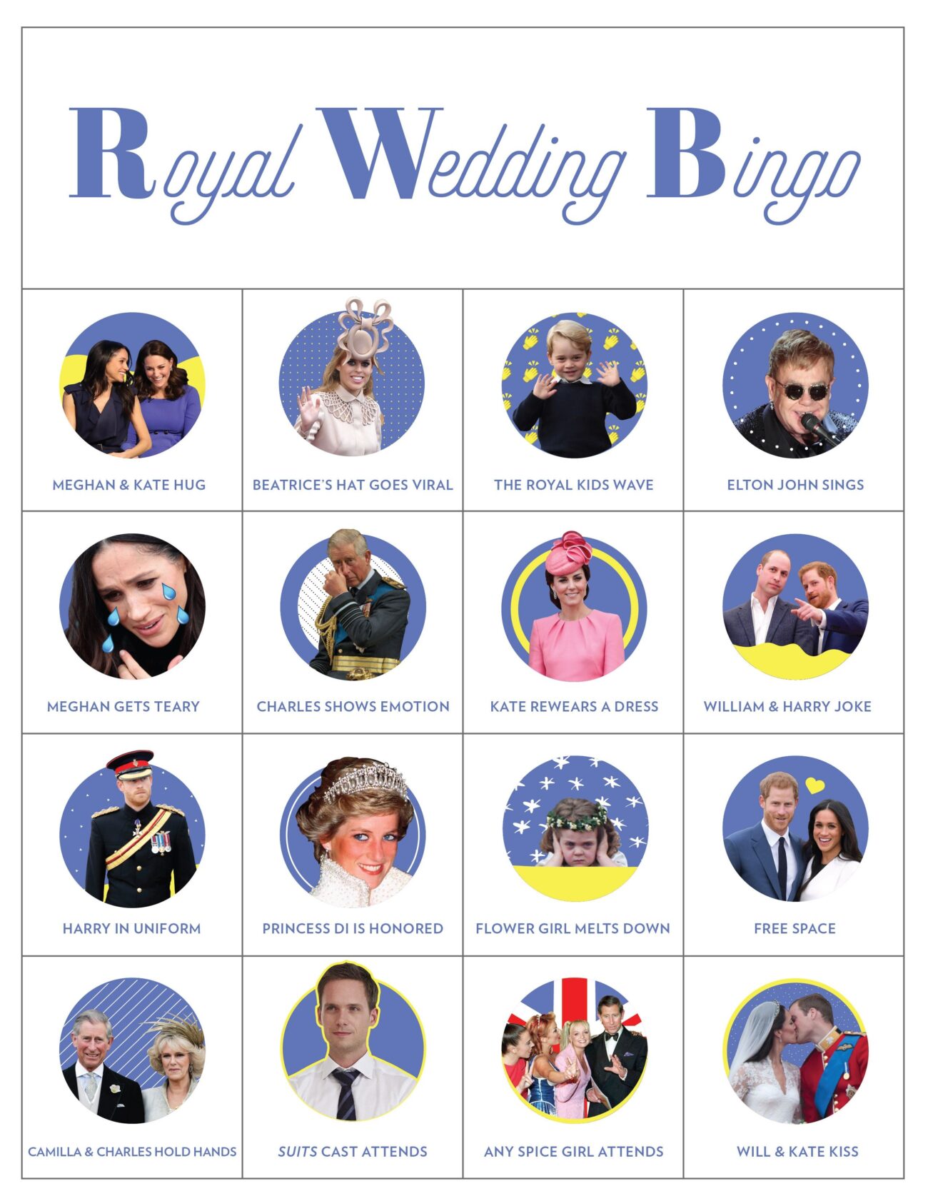 Watch The Royal Wedding With Our Royal Wedding Bingo Cards At A Worksheets Library