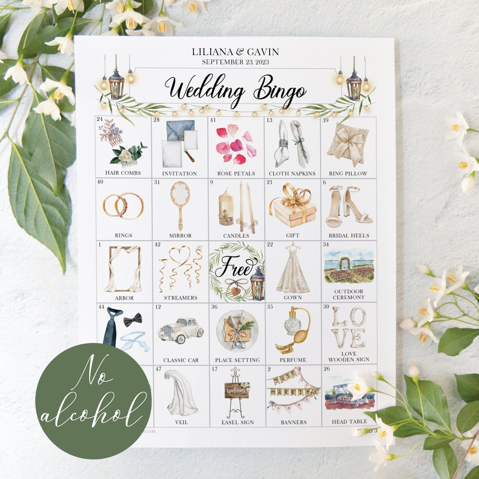 Wedding Bingo Cards 100 Card NO Alcohol References Worksheets Library