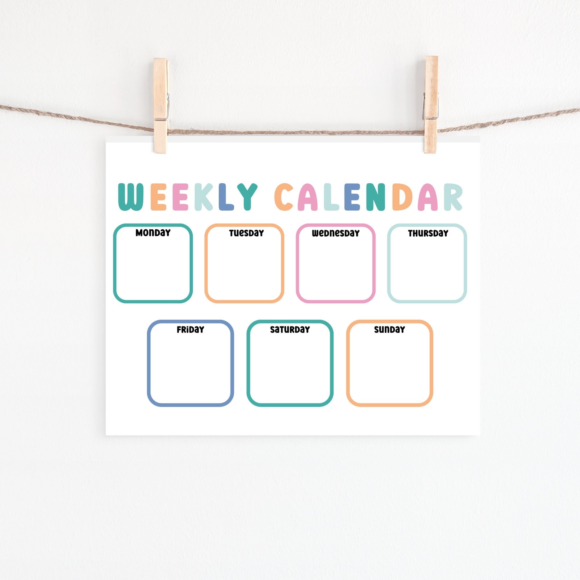 Weekly Calendar For Kids Preschool Printable Printable Planner Days Of The Week Planner Printable Calendar Montessori Printable Etsy