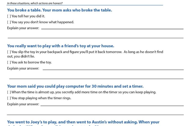 Worksheets About Honesty Free Printable