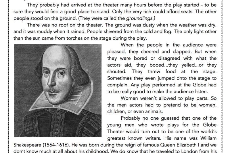 William Shakespeare Reading Comprehension Worksheet