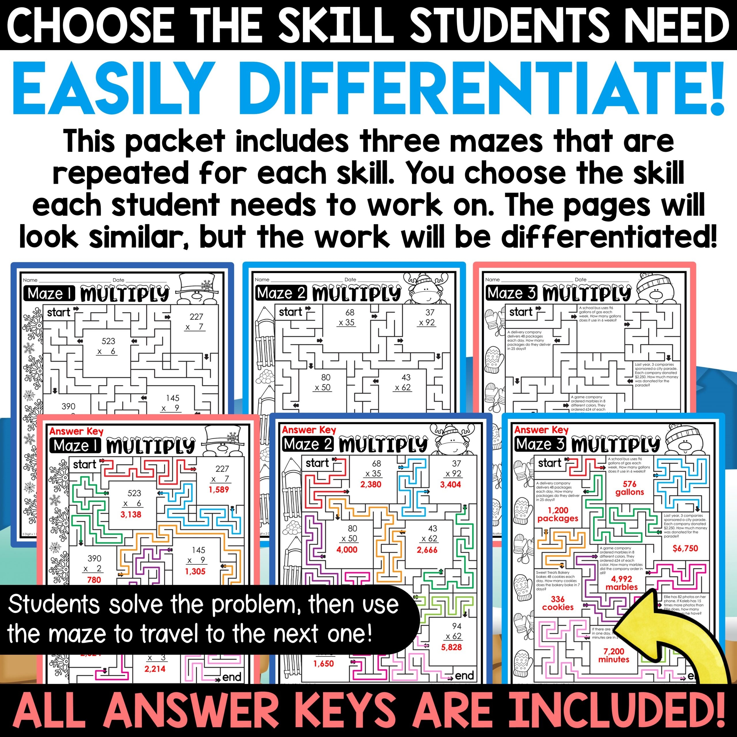 Winter Math Activities Multi Digit Multiplication Worksheets Math Mazes A Love Of Teaching Kim Miller Winter Math Activities Multi Digit Multiplication Worksheets Math Mazes A Love Of Teaching Kim Miller