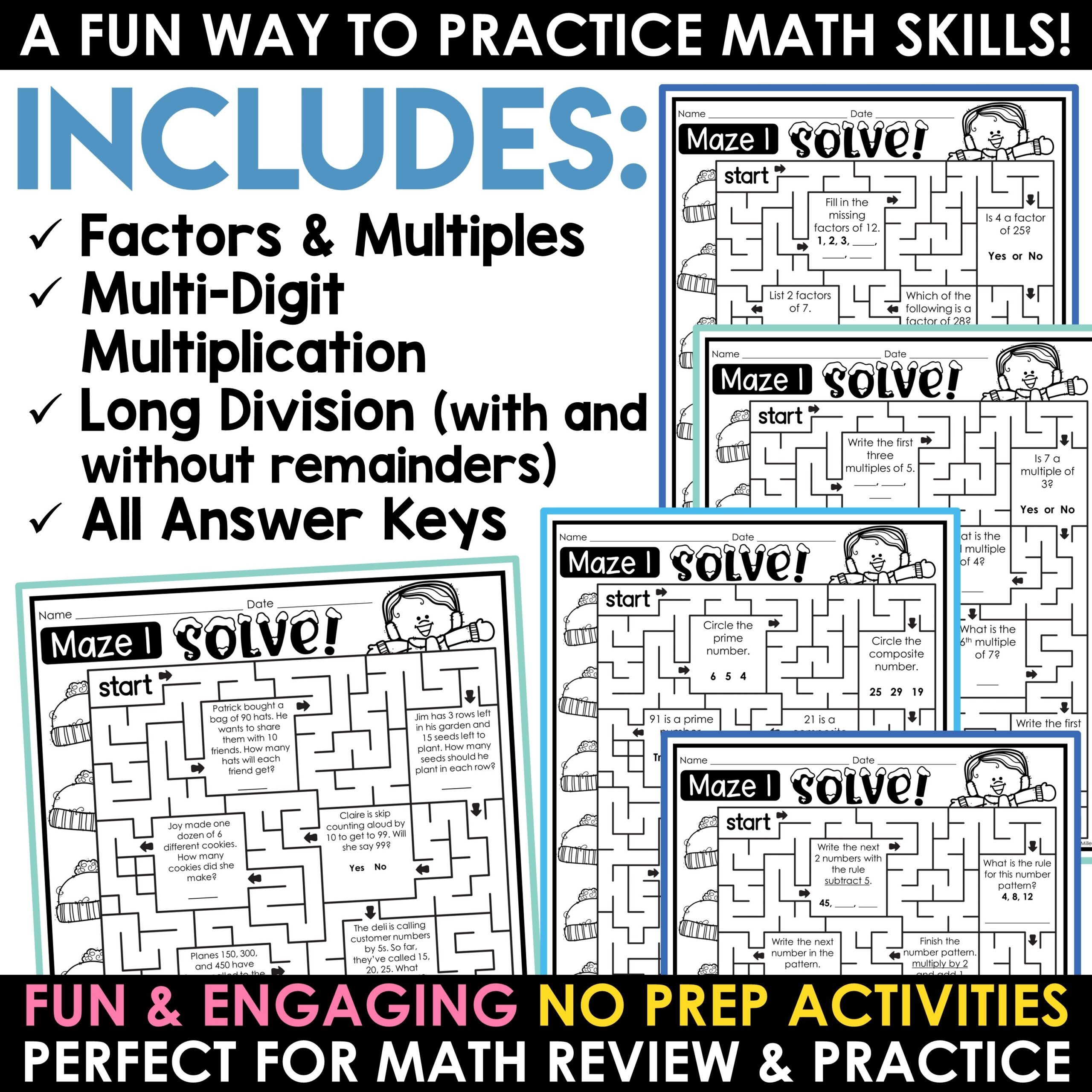 Winter Math Mazes Worksheets Multi Digit Multiplication Long Division BUNDLE A Love Of Teaching Kim Miller Winter Math Mazes Worksheets Multi Digit Multiplication Long Division BUNDLE A Love Of Teaching Kim Miller