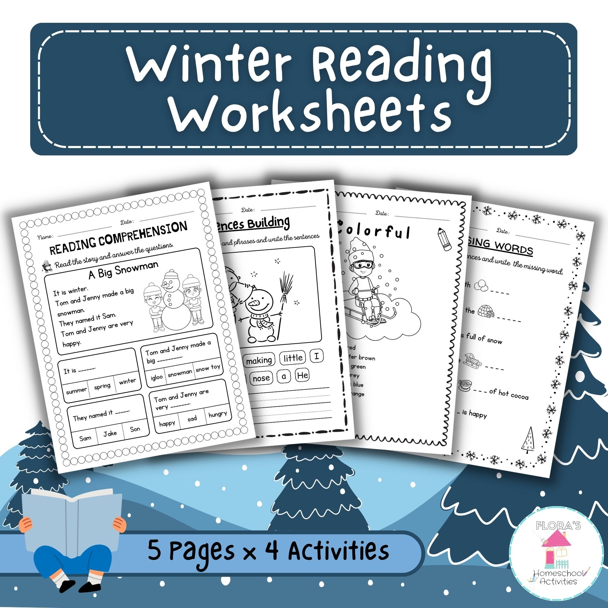 Winter Reading Comprehension 20 Reading Worksheets For HS K 