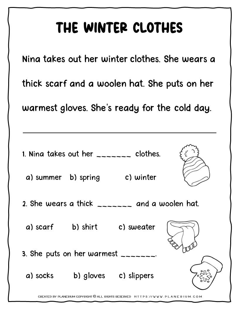 Winter Reading Comprehension Worksheets For Kindergarten