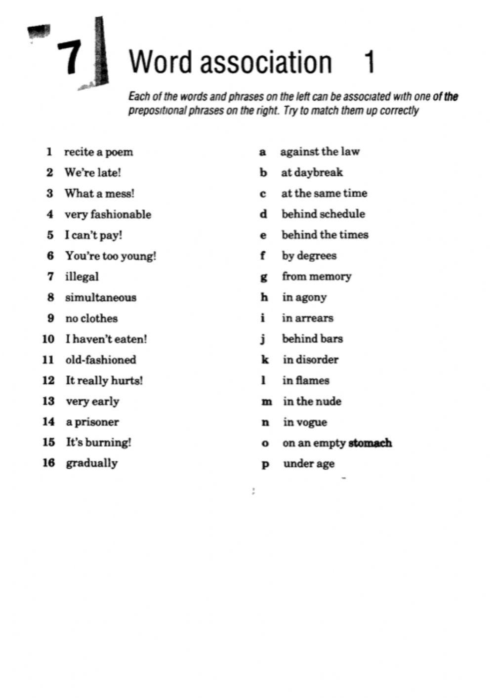 Word Association Online Exercise For Live Worksheets 